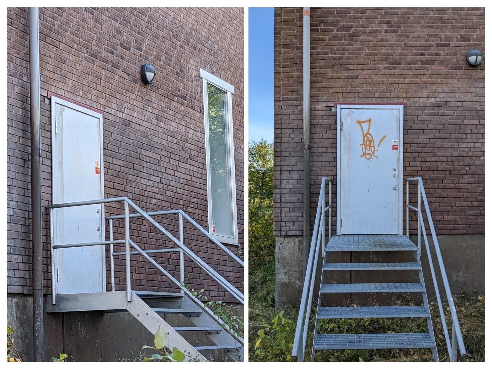 Klottersanerad dörr